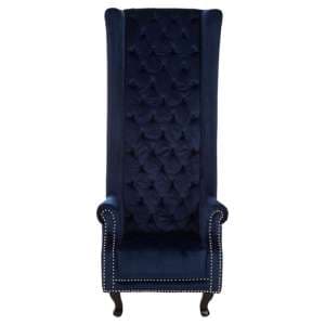 Trento Tall Upholstered Velvet Porter Chair In Midnight Blue - UK