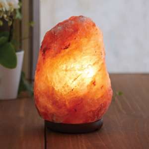 Trox Natural Stone Design Salt Table Lamp In Orange - UK