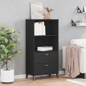 Truro Wooden Bookcase With 2 Shelves In Black - UK