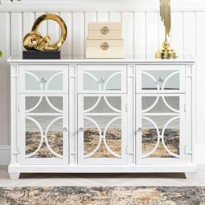 Tyler Mirrored Sideboard With 3 Doors 3 Drawers In Washed White - UK