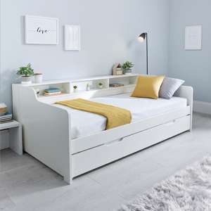 Tyler Wooden Single Guest Day Bed With Trundle In White - UK
