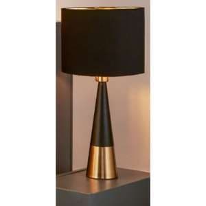 Unique Black And Antique Copper Table Lamp With Black Shade - UK