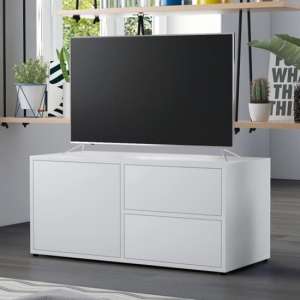 Urara Wooden TV Stand With 1 Door 2 Drawers In White - UK