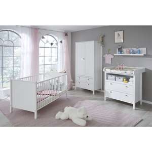 Valdo Baby Room Wooden Furniture Set 2 In White - UK