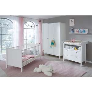 Valdo Baby Room Wooden Furniture Set 4 In White - UK