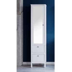 Valdo Mirrored Bathroom Cabinet Tall In White With 1 Door - UK