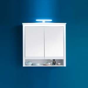 Valdo Mirrored Bathroom Wall Cabinet Wide In White With LED - UK