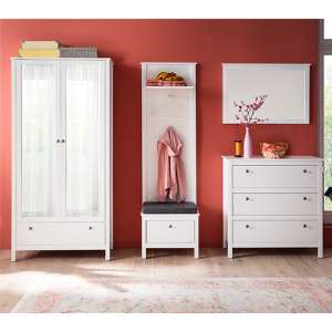 Valdo Wooden Hallway Furniture Set 14 In White - UK