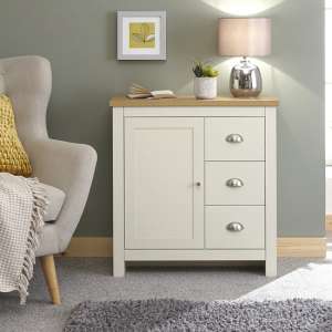 Loftus Wooden Storage Unit In Cream And Oak With 3 Drawers - UK