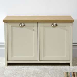 Loftus Wooden Shoe Cabinet In Cream And Oak With 2 Doors - UK