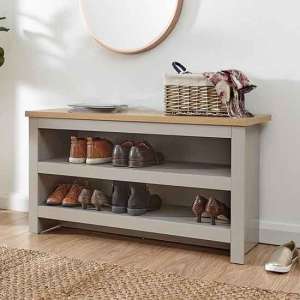 Loftus Wooden Shoe Bench In Grey And Oak - UK