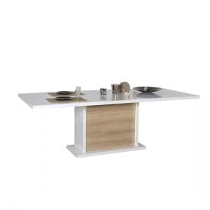 Metz Extendable Dining Table In White Gloss Oak With Lighting - UK