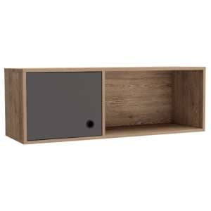 Veritate Wooden Wall Storage Unit In Bleached Oak And Grey - UK