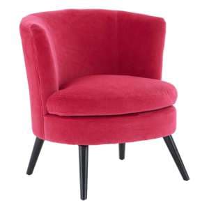 Vekota Round Upholstered Velvet Armchair In Pink - UK