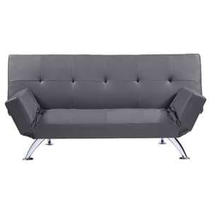 Venice Faux Leather Sofa Bed In Grey With Chrome Metal Legs - UK