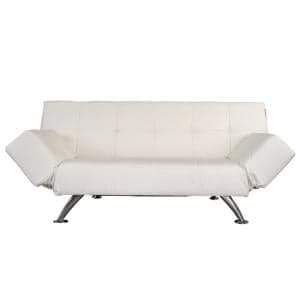 Venice Faux Leather Sofa Bed In White With Chrome Metal Legs - UK