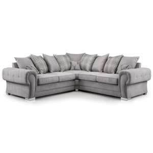 Verna Scatterback Fabric Corner Sofa Large In Grey - UK