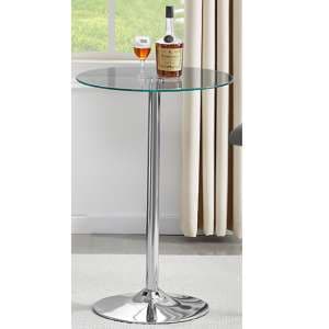Vetro Round Clear Glass Top Bistro Table With Chrome Base - UK