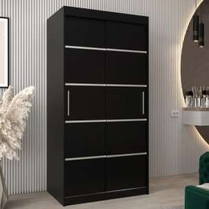 Vevey I Wooden Wardrobe 2 Sliding Doors 100cm In Black - UK