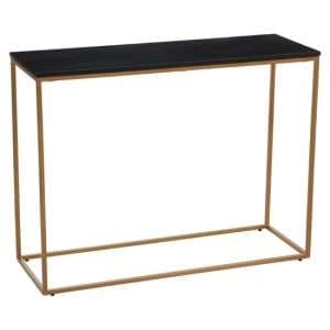 Viano Rectangular Black Marble Console Table With Gold Base - UK