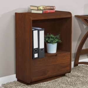 Vikena Wooden Short Bookcase In Walnut With Drawer - UK