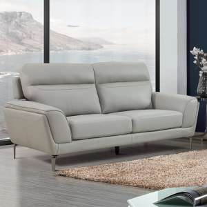Vitelli Leather 2 Seater Sofa In Light Grey - UK