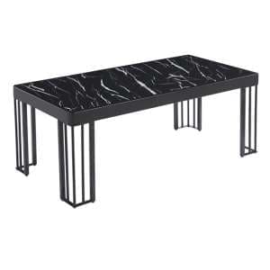 Worley Gloss Coffee Table In Black Marble Effect With Black Legs - UK