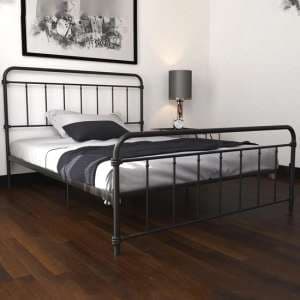 Wallach Metal Double Bed In Black - UK