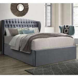 Warwick Velvet Ottoman Storage Double Bed In Grey - UK