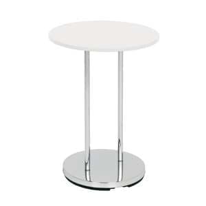 Watkins High Gloss Side Table White With Chrome Metal Base - UK
