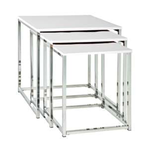 Watkins Square High Gloss Set Of 3 Side Tables In White - UK