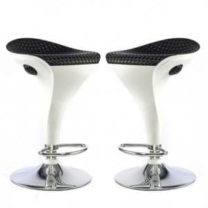 Walta Bar Stool In Black And White Gloss In A Pair - UK
