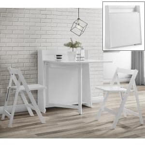 Hanaye Folding Console In To A Dining Table Set In White - UK