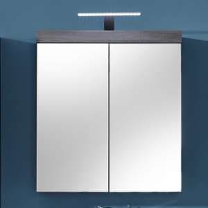 Wildon Bathroom LED 2 Doors Mirroed Cabinet In Smoky Silver - UK