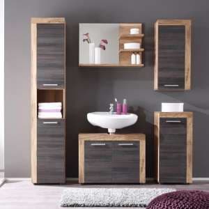Wildon Wooden Bathroom Furniture Set In Walnut And Dark Brown - UK