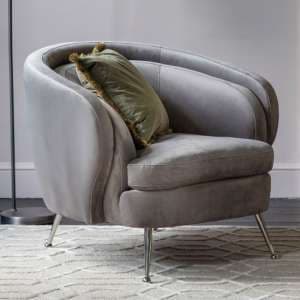 Wisconsin Fabric Tub Chair In Grey With Silver Legs - UK