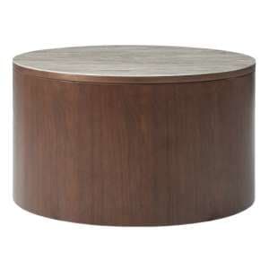 Wyatt Wooden Coffee Table Circular With Marble Effect Glass Top - UK