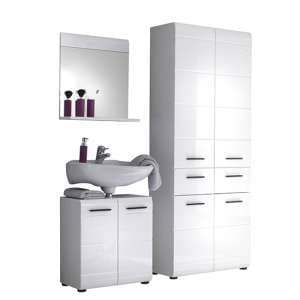 Zenith Bathroom Furniture Set 4 In White With High Gloss Fronts - UK