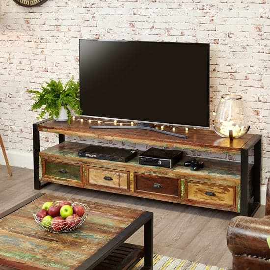 London Urban Chic Wooden Large TV Stand With 4 Drawers_5