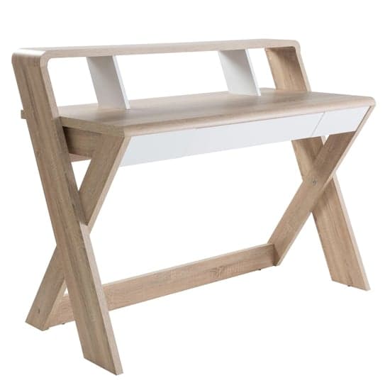 Aspin Wooden Computer Desk In Light Oak And White_3