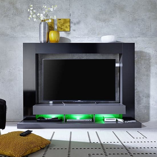 Stamford Entertainment Unit In Black Gloss Fronts With Shelving_3