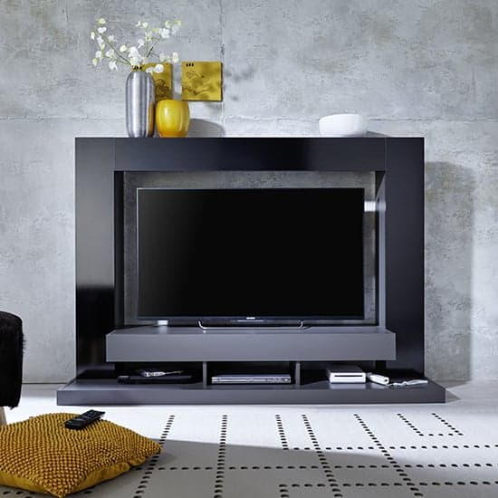 Stamford Entertainment Unit In Black Gloss Fronts With Shelving_1
