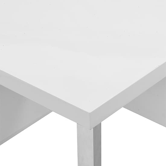 Sydney High Gloss Computer Desk With 3 Drawers In White_10