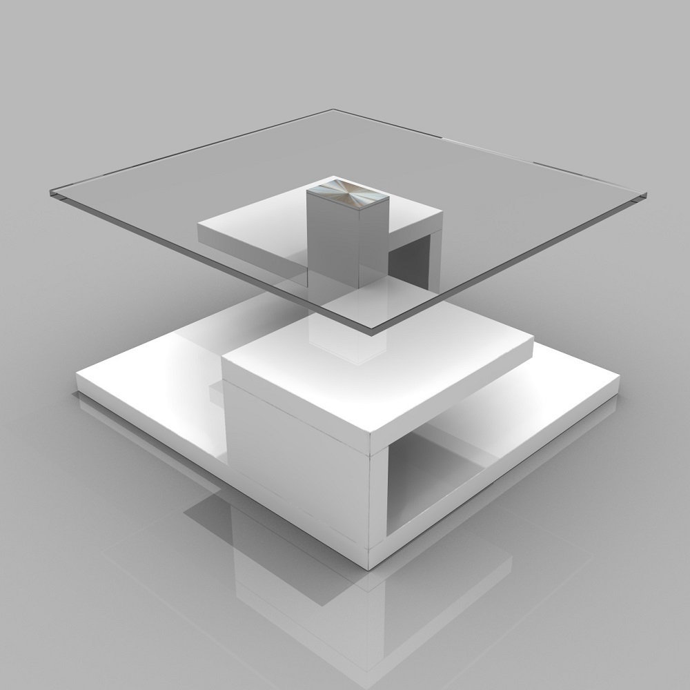 Sara Clear Glass Coffee Table With High Gloss White Base 214