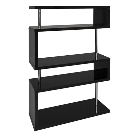 Miami Black Slim Shelving Unit In High Gloss Buy Modern Display Stand