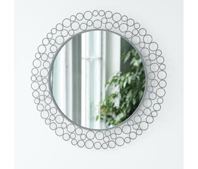 Mirror with Silver Metal Disc Frame