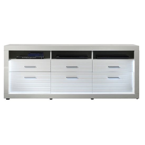 Starlight TV Sideboard In White High Gloss With 3 Drawers # Rotes Tv Sideboard Starlight TV Sideboard In White High Gloss With 3 Drawers # Rotes Tv Sideboard