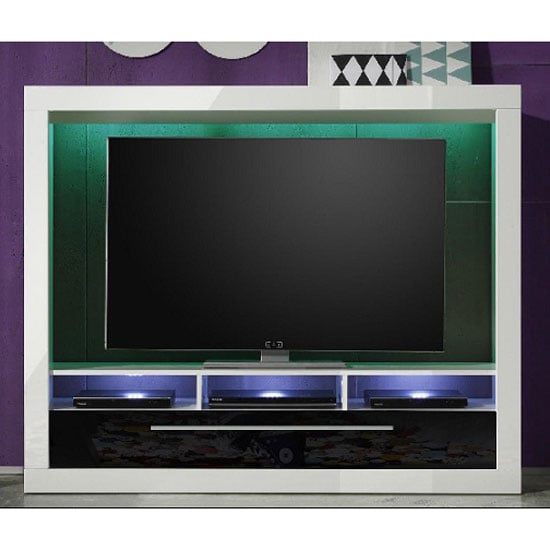 Sonia White High Gloss Tv Stand With Led Lights And Glass 19