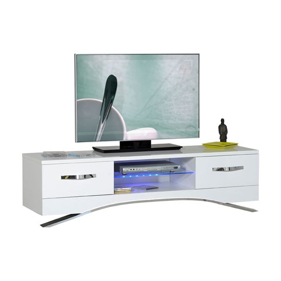 Smooth High Gloss White LCD TV Stand With LED Light 22487