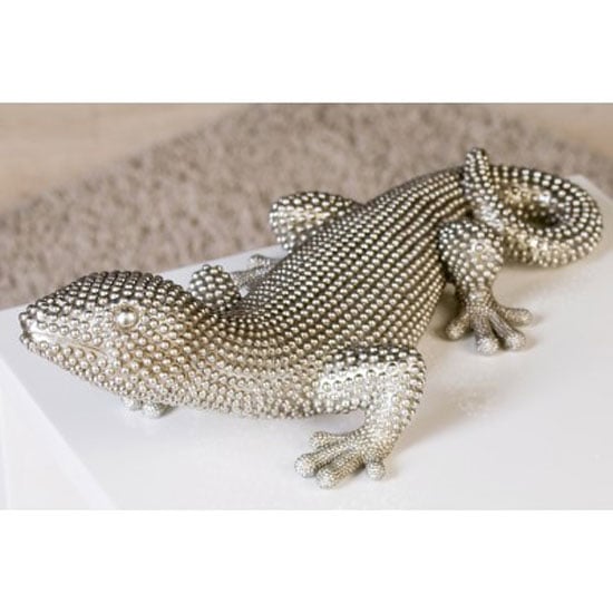 Product photograph of Gecko Carlo Poly Ornament In Silver from Furniture in Fashion